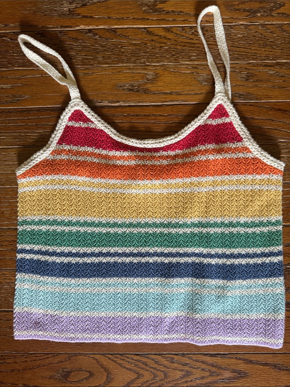 Striped Rainbow Knit Cami Tank Top - Multi